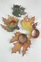 Tea and Coffee Cup Set with Decorative Sycamore Leaf Figure, Green and Coffee Colors for 4 People - 2