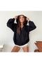 Unisex Black Zippered Hooded Cardigan