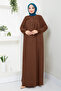 Tan 2020BGS895 moDel Half Placket Button Dress - 3
