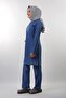 Two Snaps Judge Collar Hijab Suit Nurse and Doctor Uniform Indigo Blue (Lycra Free) - 2