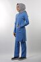 Two Snap Fasteners, High Collar, Hijab Suit, Nurse and Doctor Uniform, Ice Blue (Lycra-Free) - 2