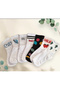 7” Cheerful College Tennis Socks with Written Fit Characters - 3