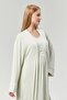 Women's sea green special design 100% cotton summer maternity postpartum robe nightgown set - 6