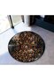 Mira Round Black Antique Pattern Orange Detailed Woven Base Modern Decorative Carpet 5704