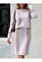 Pencil Skirt Crew Neck Sweater Double Set - 2