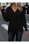 Double Breasted Neckline Patterned Hair Braided Knitwear Jumpsuit BLACK - 2