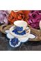 Fleur De Pierre (Stone Flower) Saks Blue Coffee Side Cocktail Napkin with Stain-Resistant Fabric Feature - 7