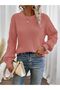 Selanik Knitted Sleeve Motif Crew Neck Powder Knitwear Sweater - 3
