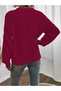 Selanik Knitted Sleeve Motif Crew Neck Claret Red Knitwear Sweater - 4