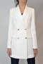 Women's Ecru Gold Buttoned Lined Blazer Jacket Yy101029