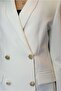 Women's Ecru Gold Buttoned Lined Blazer Jacket Yy101029 - 5