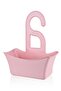 Pink plastic hanging shower soap dish, loofah holder, bathroom basket organizer
