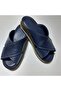 100% Genuine Leather Comfortable and Wide-Fit Navy Blue Color, Stitched Cross Wide Band Slippers
