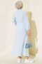 Full-Length Metal Buttoned Striped Modest Dress - 3