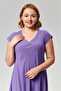Plus Size V-Neck Short Sleeve Woven Viscon Comfort Dress Plain Purple - 2
