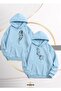 New Season Wolf Couple Printed 3 Yarn Oversized Hooded 2 Piece Sweatshirt Set - Lover Combination