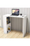 Compact Study and Work Desk with Storage Shelves - Sleek and Functional Design White - 2