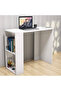 Compact Study and Work Desk with Storage Shelves - Sleek and Functional Design White