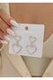 Double Heart Dangle Silver Earrings - 2