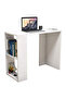 Compact Study and Work Desk with Storage Shelves - Sleek and Functional Design White - 3