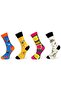 4-Piece Mixed Color Unisex Flexible Moisture-Absorbing Cotton Patterned Socks