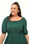 Plus Size Comfortable Model with Elastic Collar, Sleeves and Waist, 4-Season Non-Sweating Spacious Balloon Sleeve Dress - 7
