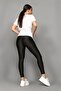 Women's Black Shiny High Waist Gathering Disco Leggings - 2