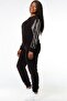 Large Size Two Thread Cotton Zippered Women's Tracksuit Set with Crystal Stones on the Sleeves - 3
