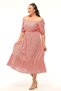 Plus Size Floral Patterned Dress with Elastic Collar & Waist, Curve 4 Season Comfort Model, Balloon Sleeves - 8