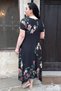 Large Size Colorful Floral Pattern Comfortable Flexible Lycra Cotton Mother 4 Season Short Sleeve Elegant Dress - 6