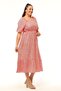 Plus Size Floral Patterned Dress with Elastic Collar & Waist, Curve 4 Season Comfort Model, Balloon Sleeves - 5