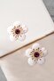 Fiore Colorful Resin Vip Women's Flower Nail Earrings - 3