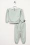 Baby Collar Long Sleeve Baby Collar Lace Shoulder Ruffle Mint Color Girl's Tracksuit Set - 2