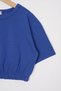 Crew Neck Short Sleeve Elastic Waist Saxe Color Girl's T-Shirt - 2