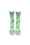 Green Floral Patterned Unisex Cotton Flexible Socks - Set of 2 - 4
