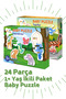 Baby Puzzle Set of 2 24 Pieces, 1 Year Old, Animals and Vehicles - 2