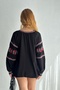 Women's black tassel detailed cotton embroidered blouse - 5