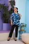 Patterned Plus Size Blue Chiffon Blouse - 5
