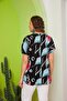 Fuchsia Plus Size Blouse - Geometric Pattern - 6