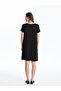 New Black Crew Neck Plain Short Sleeve Maternity Dress - 5