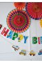 Vehicles Themed Birthday Party Fan Set 3-Piece - 3