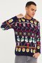 Men's Navy Blue Christmas New Year Sweater-noelkzkr02s - 2
