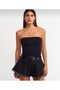 Siyah Straplez Crop Top