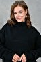 Black Knitwear Fabric Turtleneck Oversize Sweater and Pleated Mini Skirt Two-Piece Set 9903 - 4