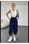Navy Gabardine Women's Shalwar Trousers