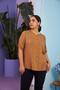 Voile Viscose Large Size Camel Shirt with Sleeve Detail - 2