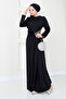 Black Draped Hijab Dress - 5026SL890-M - 2