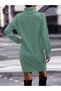 Hair Braid & Selanik Knit Patterned Links Detail Turtleneck Long Sleeve Back Detailed Mint Knitwear Dress Tunic - 2
