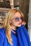 Unisex Women Men Uv400 Protected Blue Orange Silver Square Rectangle Image Sunglasses - 2