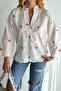 Women's White Floral Embroidered Eyelet Embroidery Cotton Blouse - 5